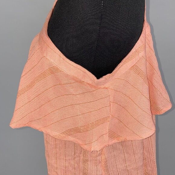 Maurices M Metallic Striped Ruffle Tiered Accent Tank Top Boho Summer Festival - Picture 7 of 13